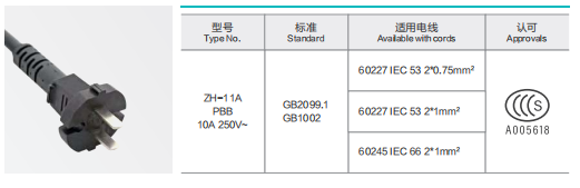 ZH-11A PBB 10A 250V Power Supply Cord