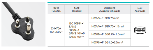 ZH-70A Power Supply Cord 