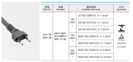 ZH-71B Power Supply Cord 