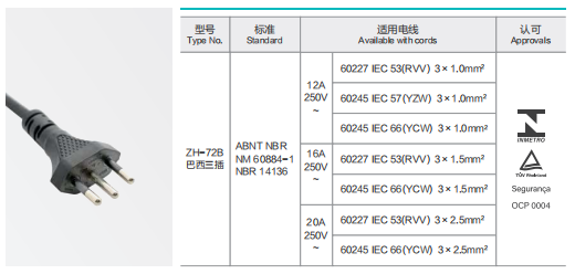 ZH-72B Power Supply Cord 