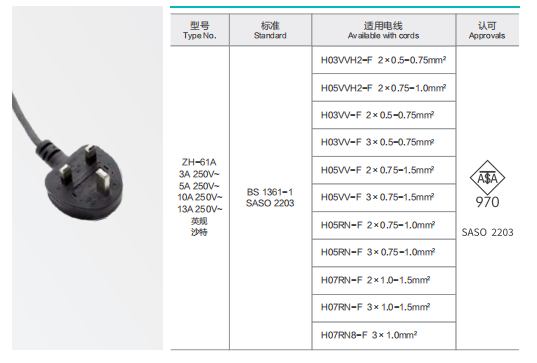 ZH-61A Power Supply Cord 